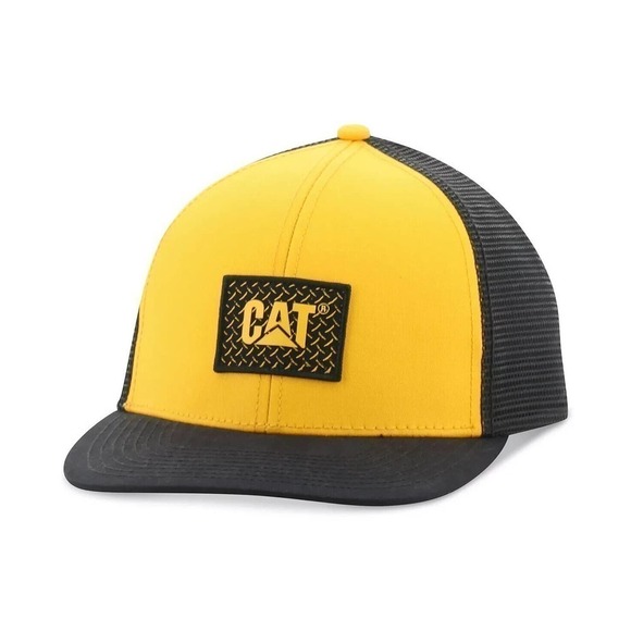 caterpillar Mens Work Diamond Plate Logo Yellow Hat OS - Picture 1 of 1